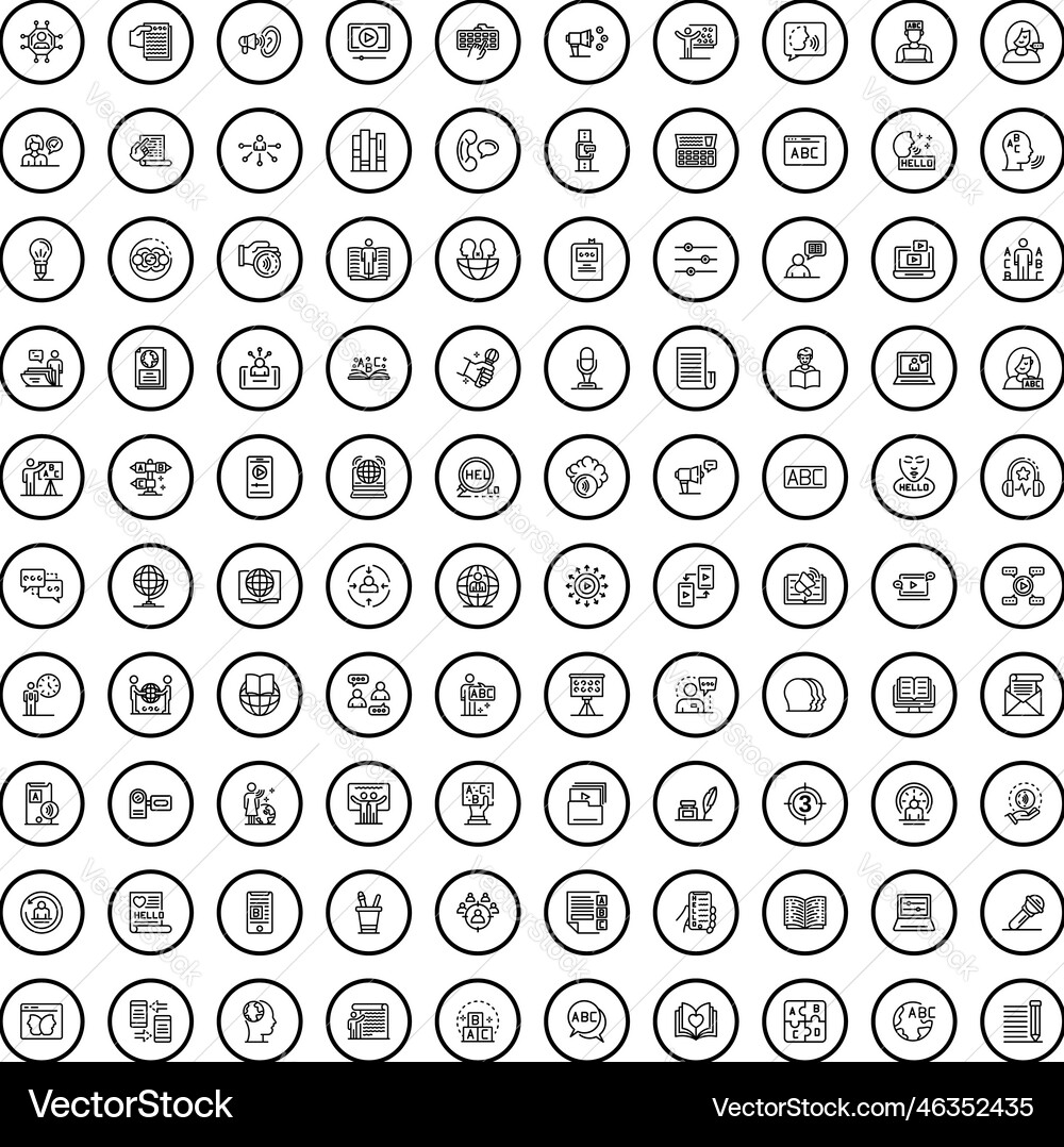 100 dialog icons set outline style 100 dialog icons set outline style vector image