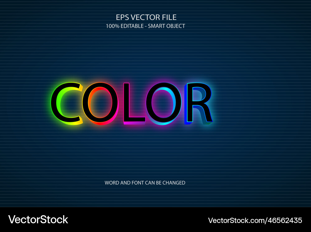 3d color editable text style effect vector image