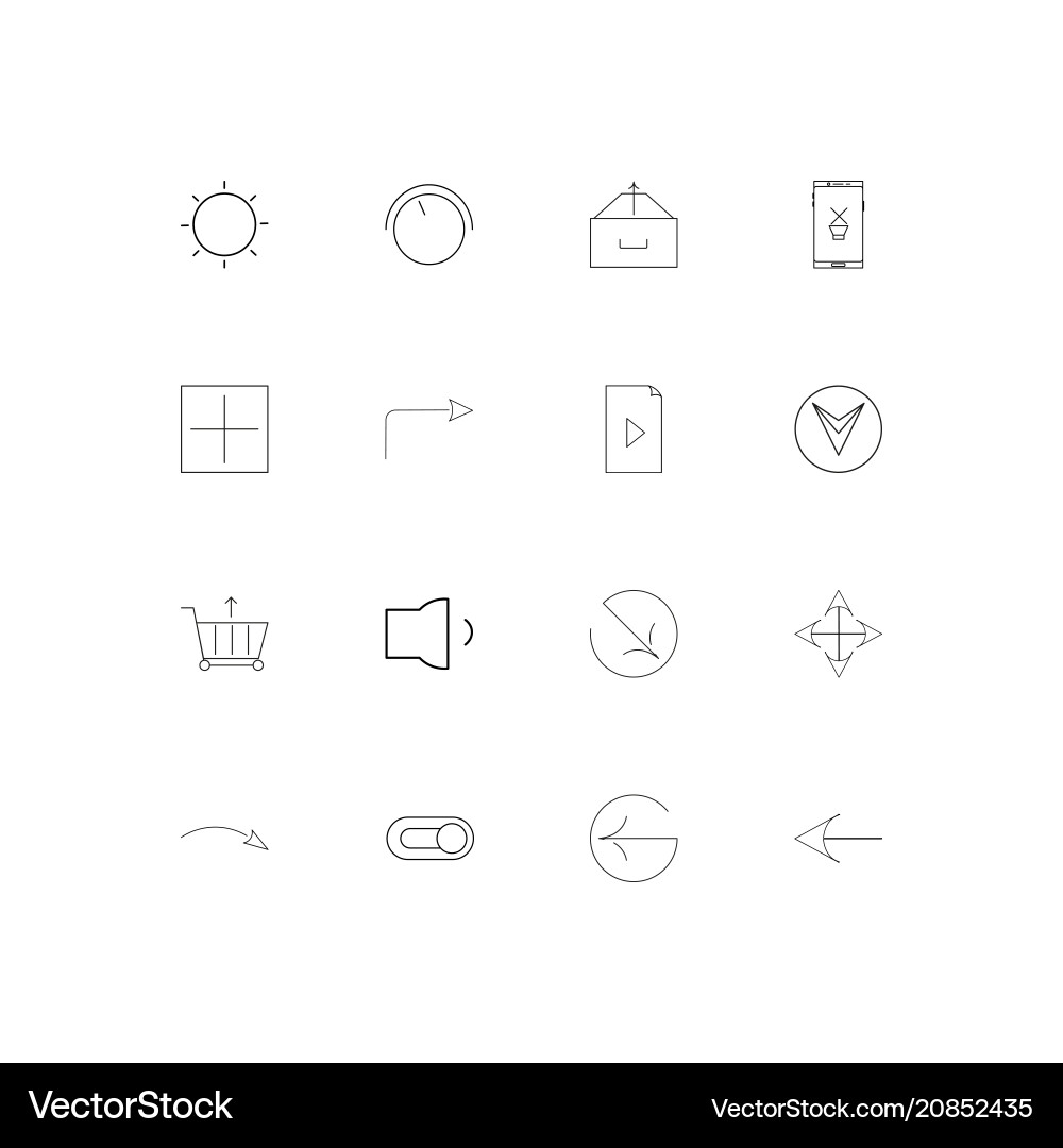 Buttons linear thin icons set outlined simple Vector Image