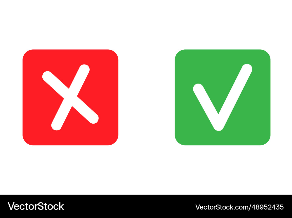 Checkmark and x mark icon for apps websites Checkmark and x mark icon for apps websites vector image