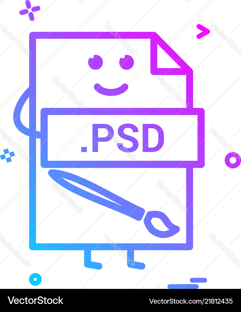 Computer psd file format type icon design Computer psd file format type icon design vector image