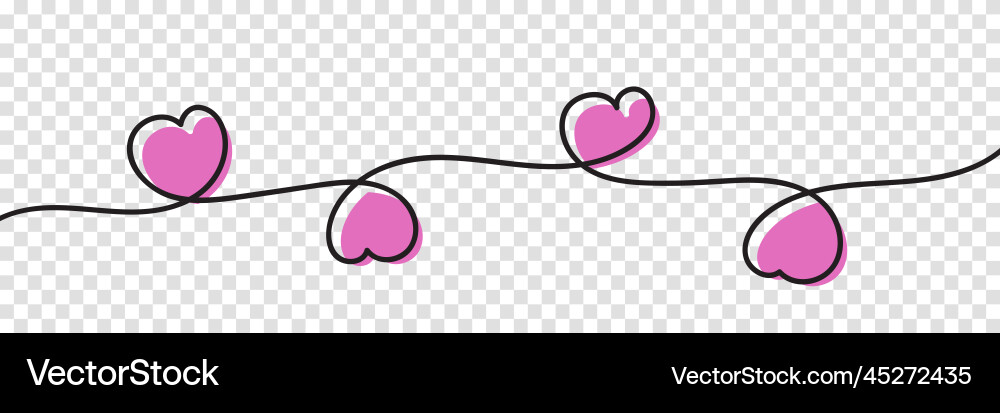 Continuous line heart shape border on white Continuous line heart shape border on white Vector Image