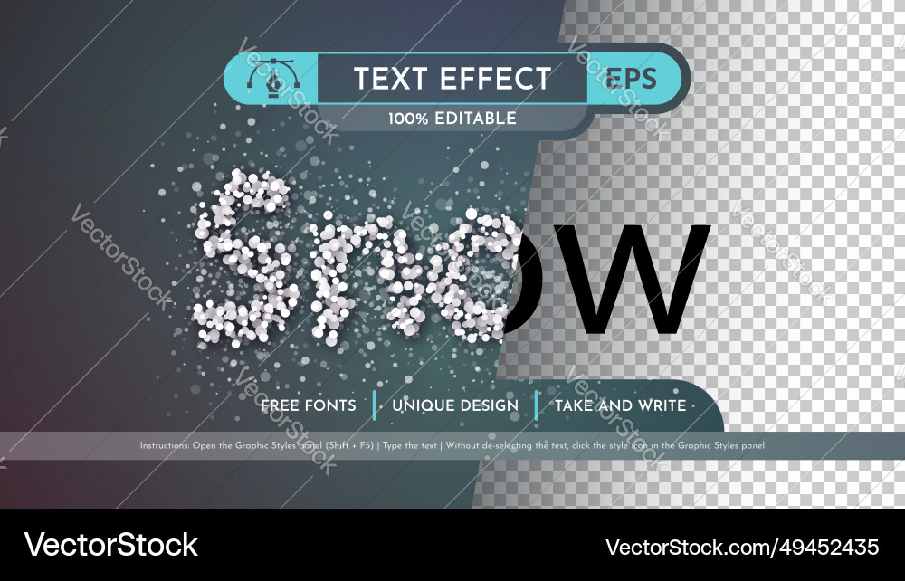 Fallen snow - editable text effect font style Fallen snow - editable text effect font style vector image