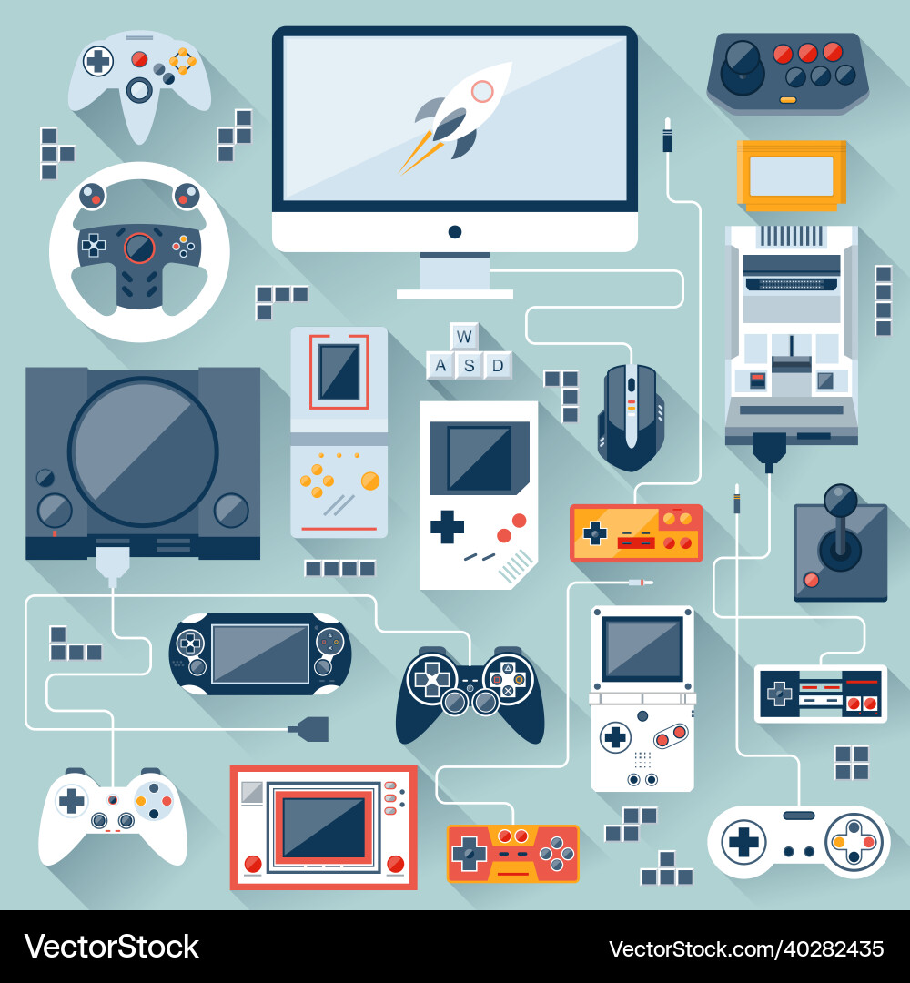 Flat design concept of game Flat design concept of game vector image