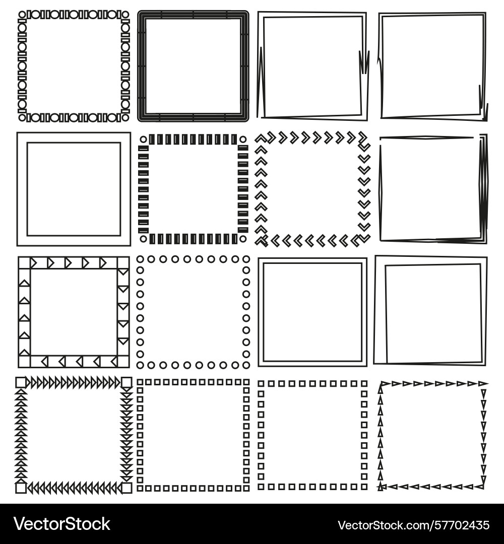 Geometric frames collection square border shapes Geometric frames collection square border shapes vector image