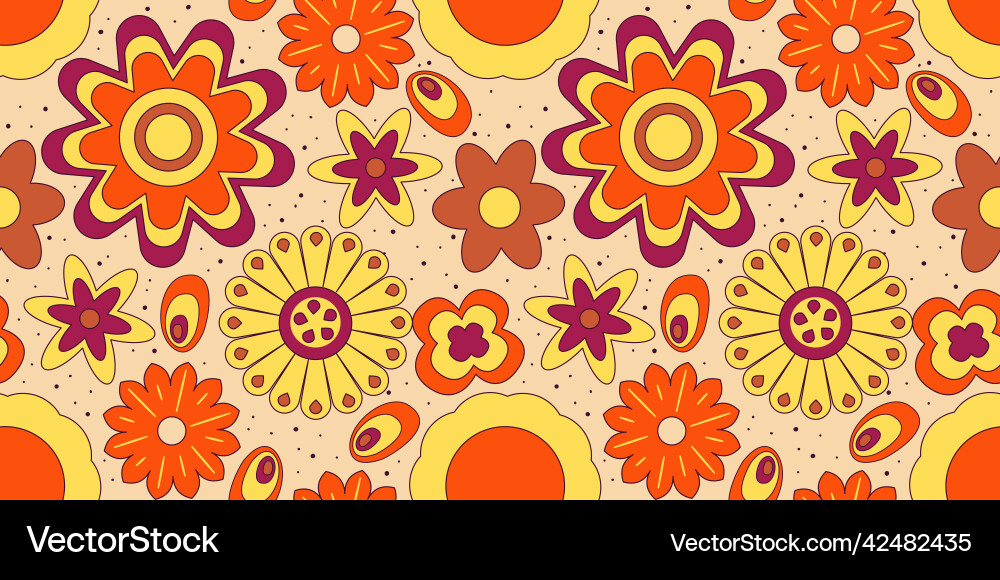 Groovy y2k retro seamless pattern with flower Groovy y2k retro seamless pattern with flower vector image