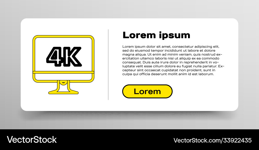 Line computer pc monitor display with 4k video Vector Image