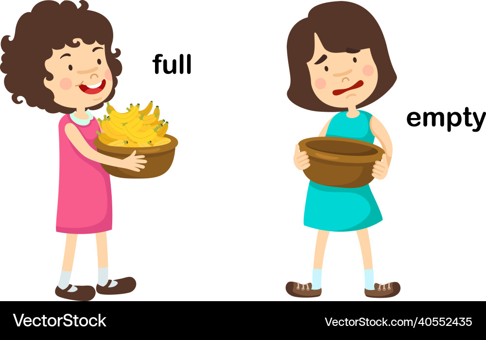 Opposite words full and empty Vector Image