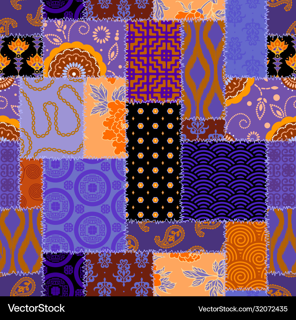 Patchwork textile pattern seamless quilting vector image