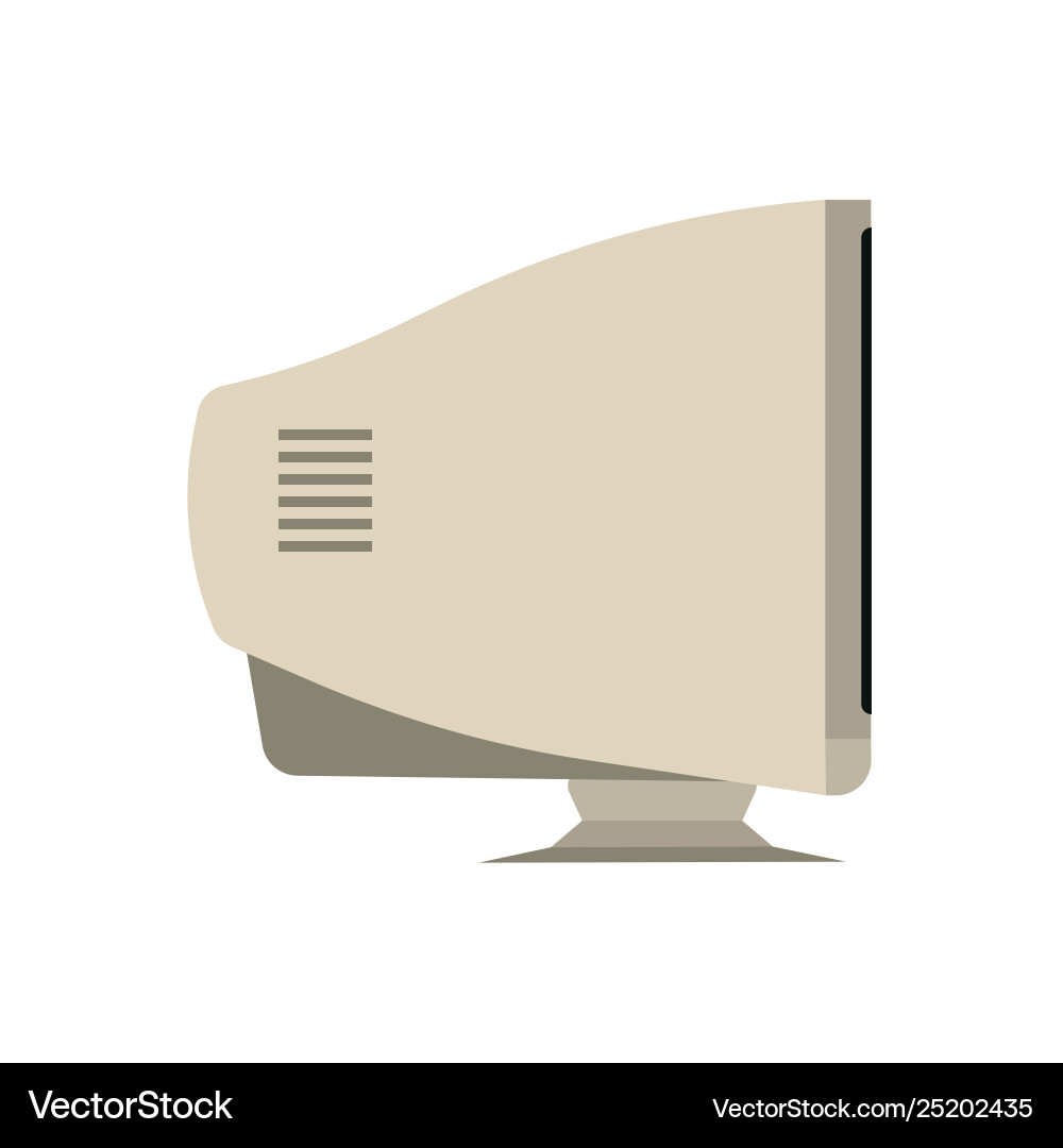 Retro monitor computer side view device equipment vector image