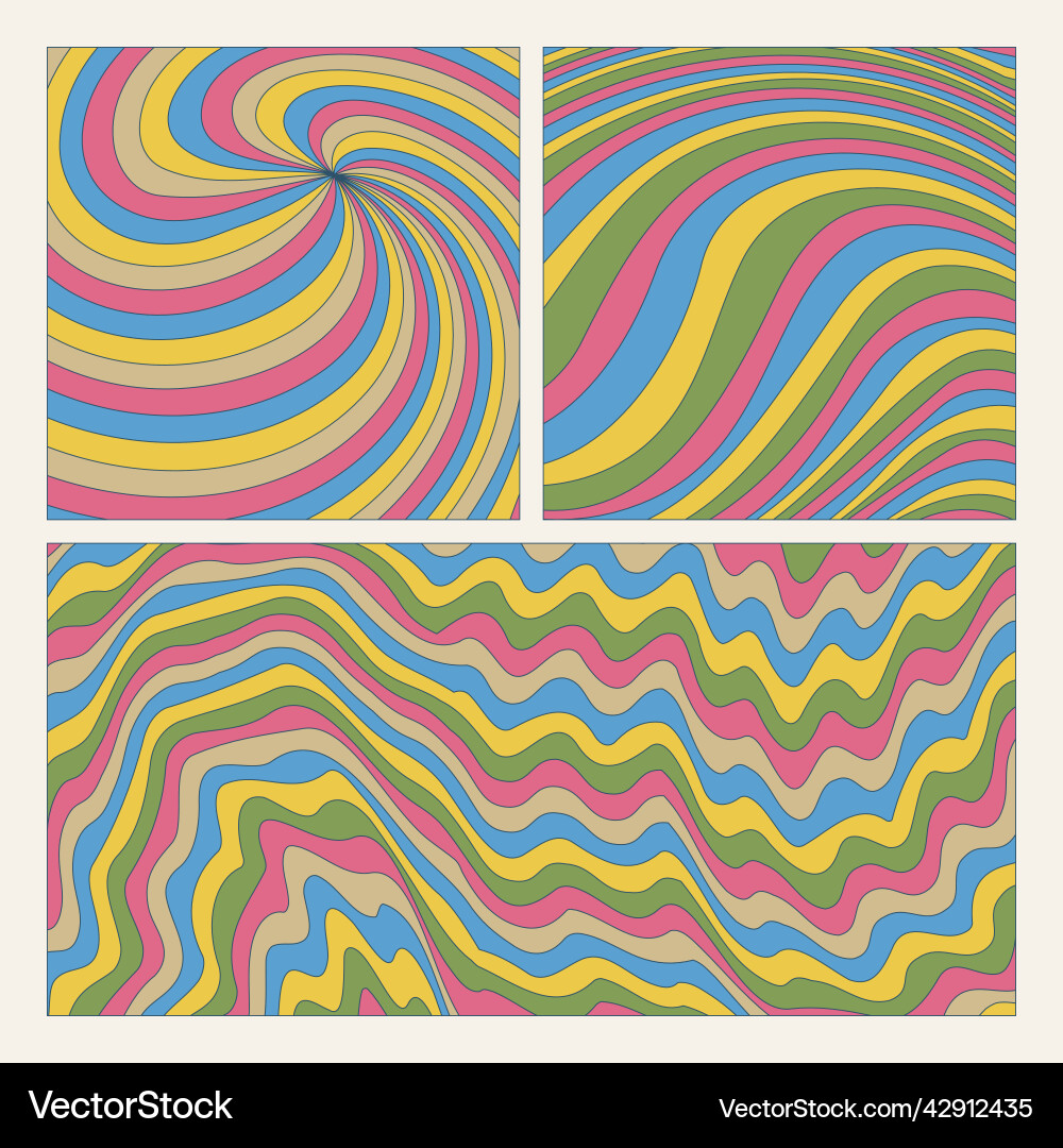 Set of colorful retro style psychedelic groovy Set of colorful retro style psychedelic groovy vector image