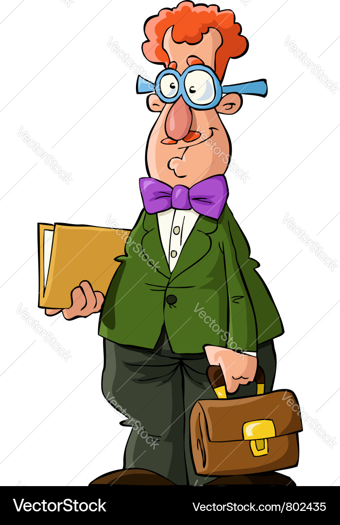 Smart Academic with Briefcase Vector Image