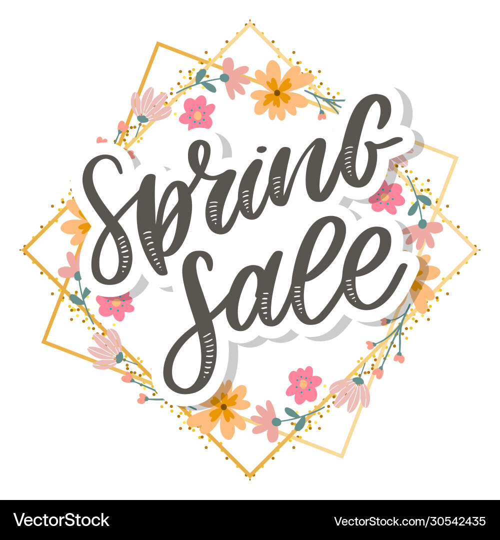 Spring sale word hanging on leaves with strings Spring sale word hanging on leaves with strings vector image