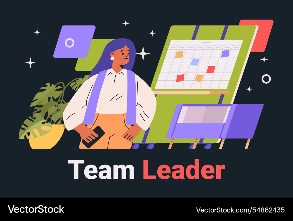 Team leader business concept woman holding Team leader business concept woman holding vector image