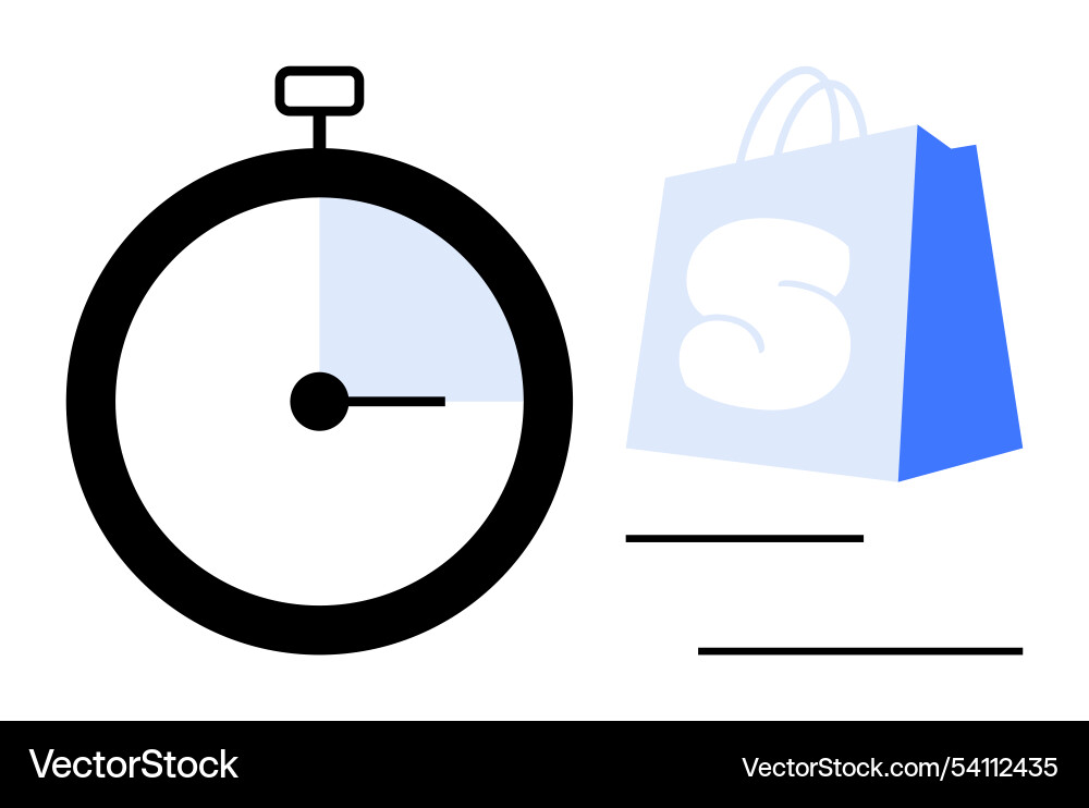 Timer with minimalistic shopping bag design Vector Image