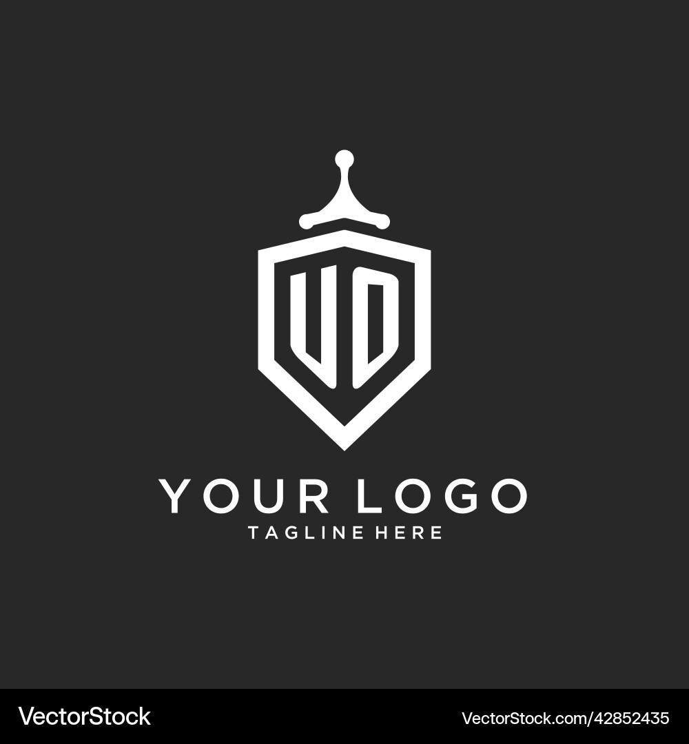 Uo monogram logo initial with shield guard shape Vector Image