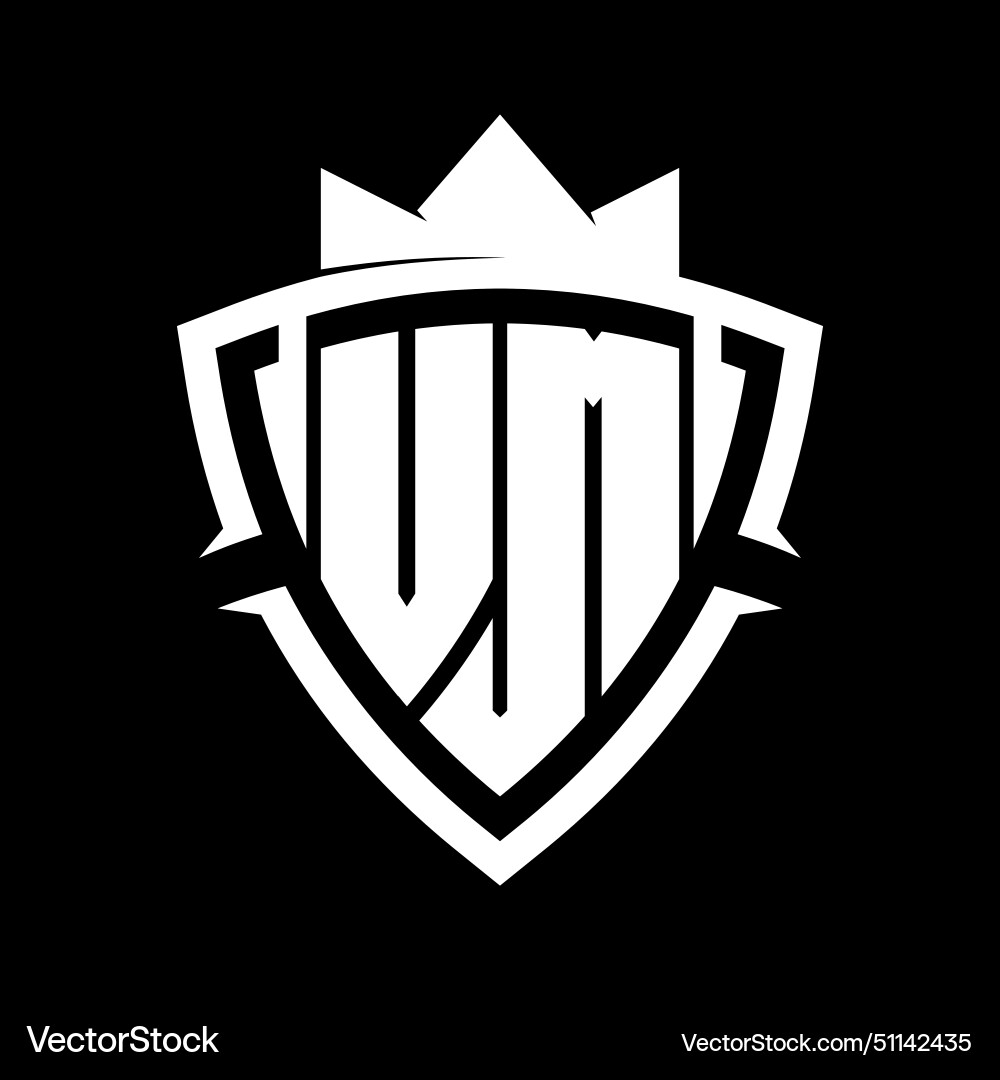 Vm letter monogram with triangle curve shield Vm letter monogram with triangle curve shield Vector Image