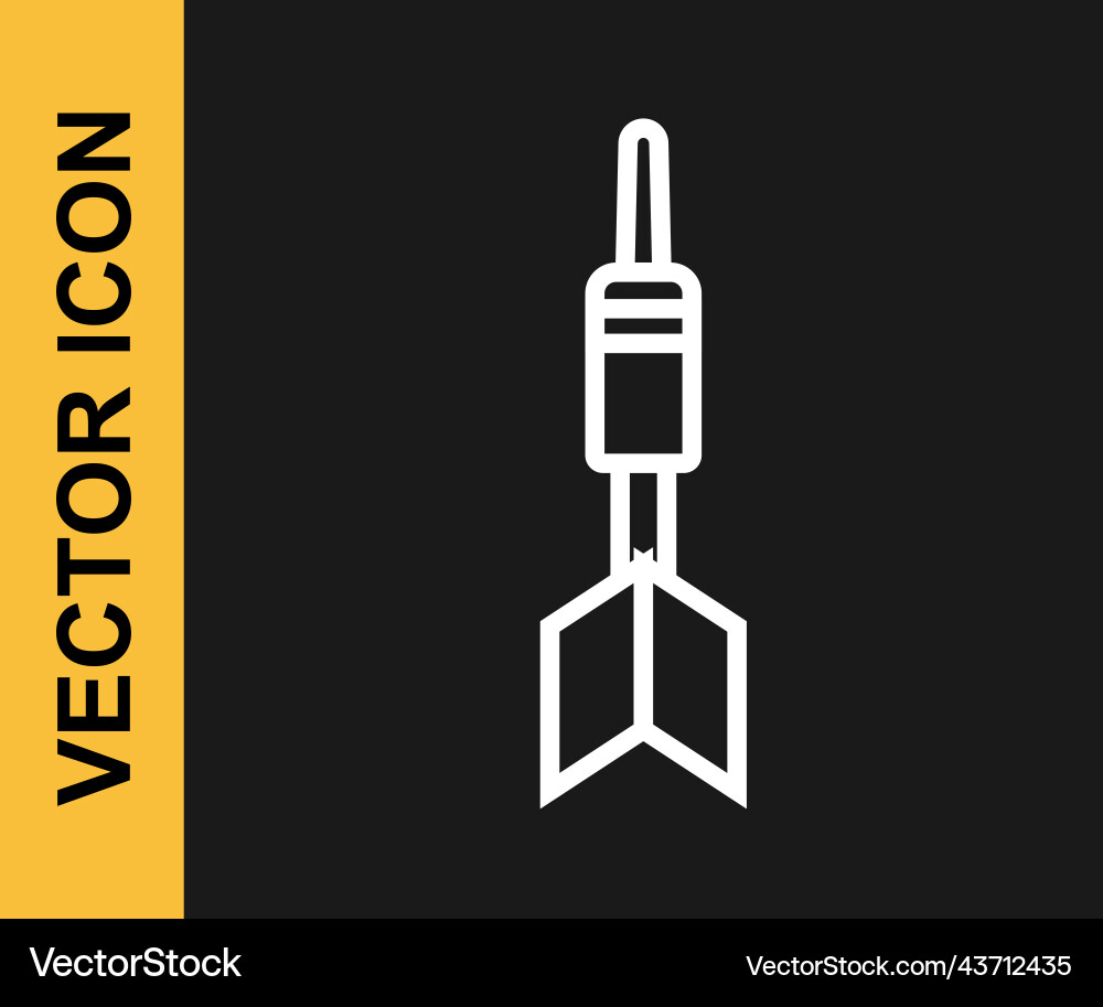 White line dart arrow icon isolated on black vector image