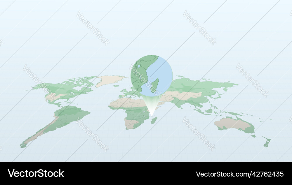 World map in perspective showing the location vector image