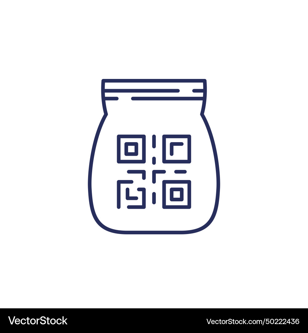 Bag package with qr code line icon Vector Image