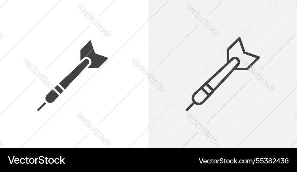 Dart icons in black fill and liner versions vector image