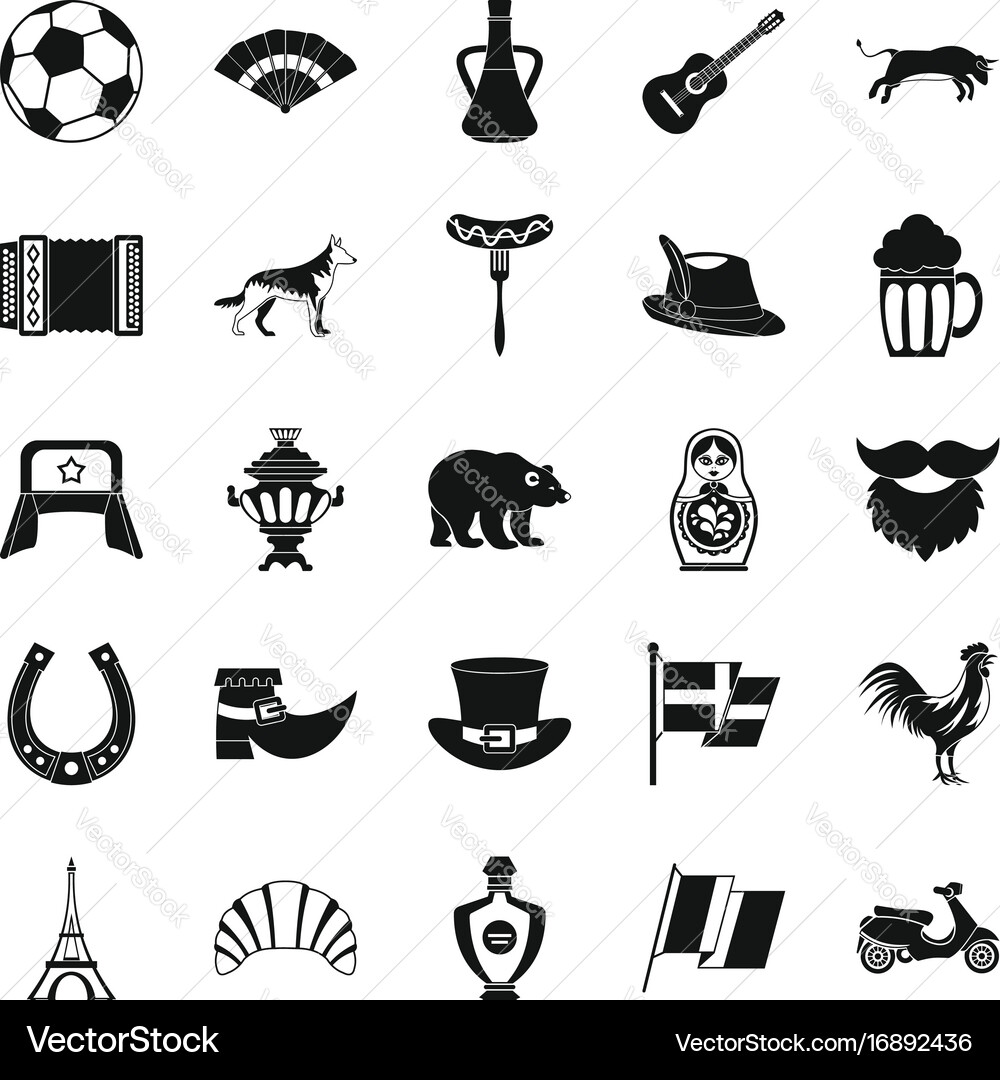 Eiffel tower icons set simple style Vector Image