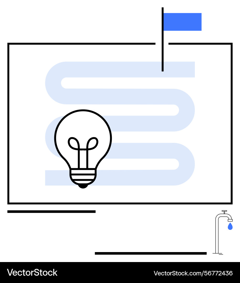Lightbulb water drop and flag inside a frame Lightbulb water drop and flag inside a frame vector image