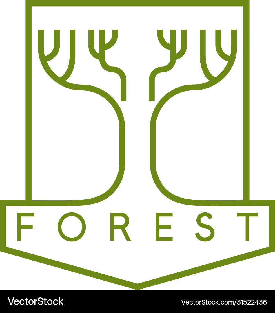 Line art crest with simple tree vector image