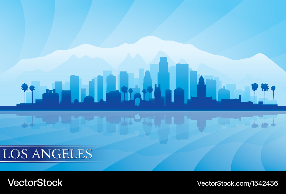Los Angeles City Skyline Silhouette Vector Image