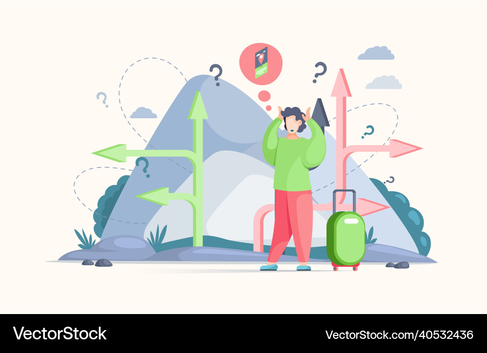 Making confusion choice of path man thought about Making confusion choice of path man thought about Vector Image