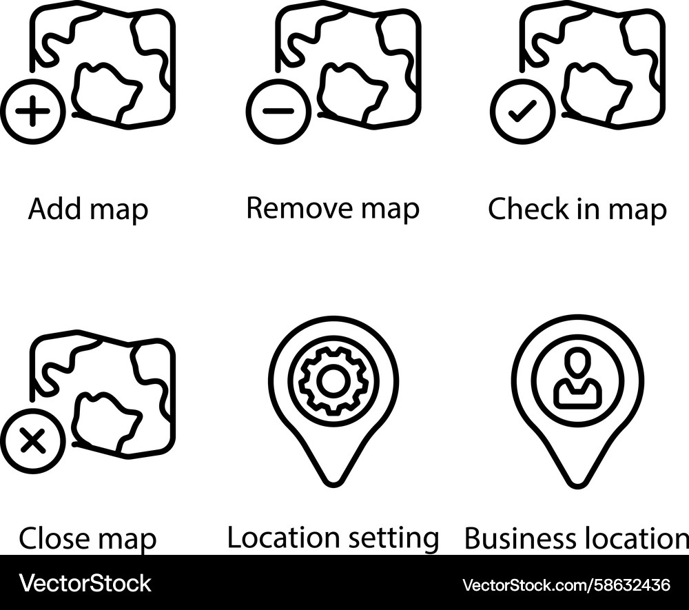 Map Icons - Add, Remove, Close Vector Image