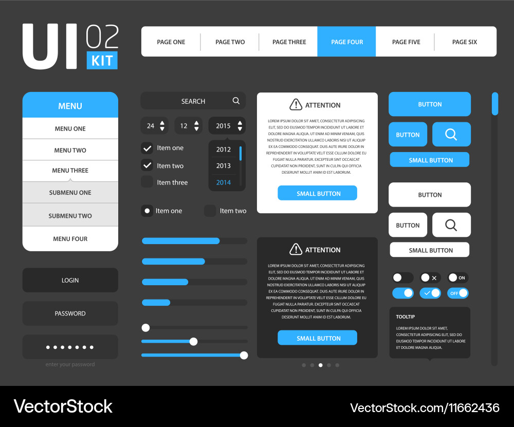 Modern UI Kit - Web Templates vector image