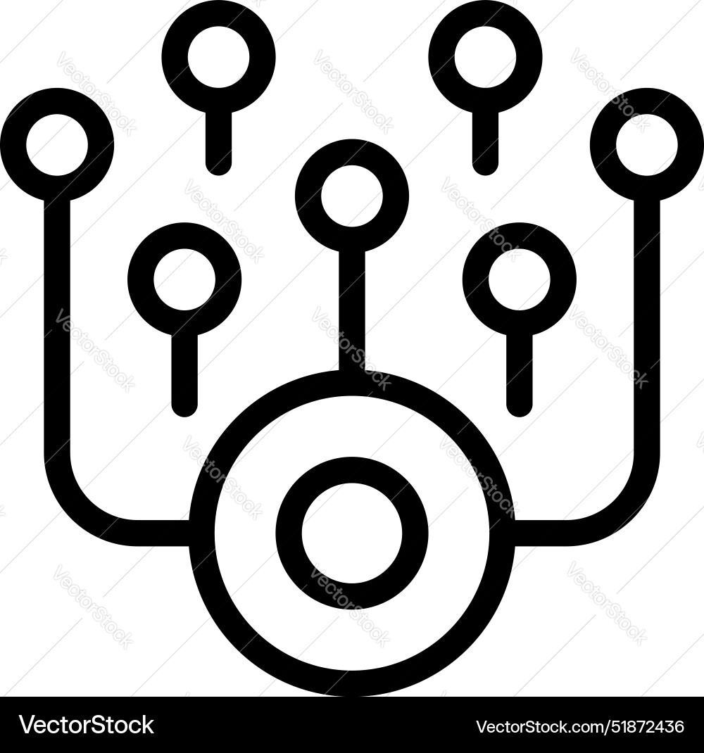 Network hub connecting devices with data Vector Image