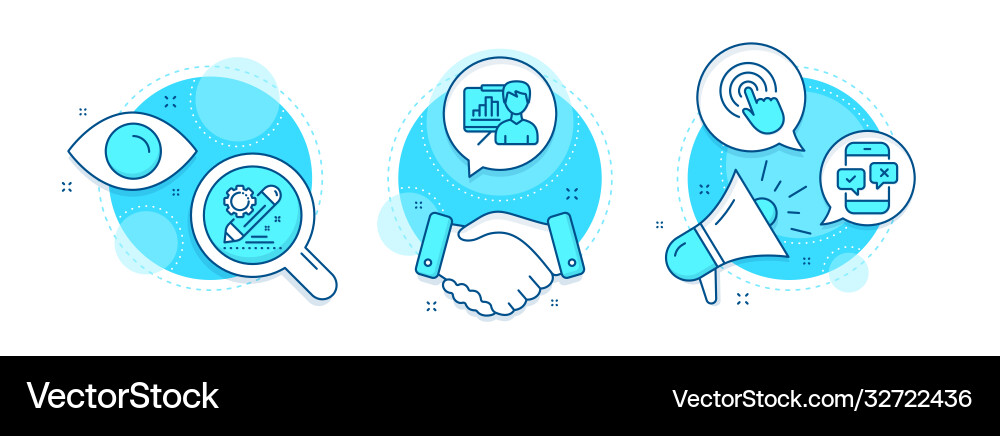 Phone survey project edit and click icons set Phone survey project edit and click icons set vector image