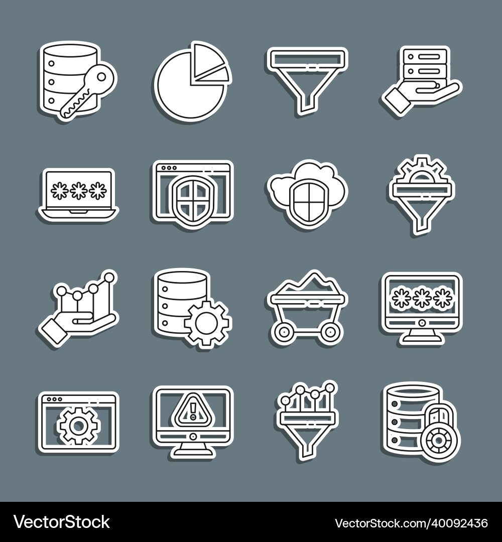 Set line server security with lock monitor Set line server security with lock monitor vector image