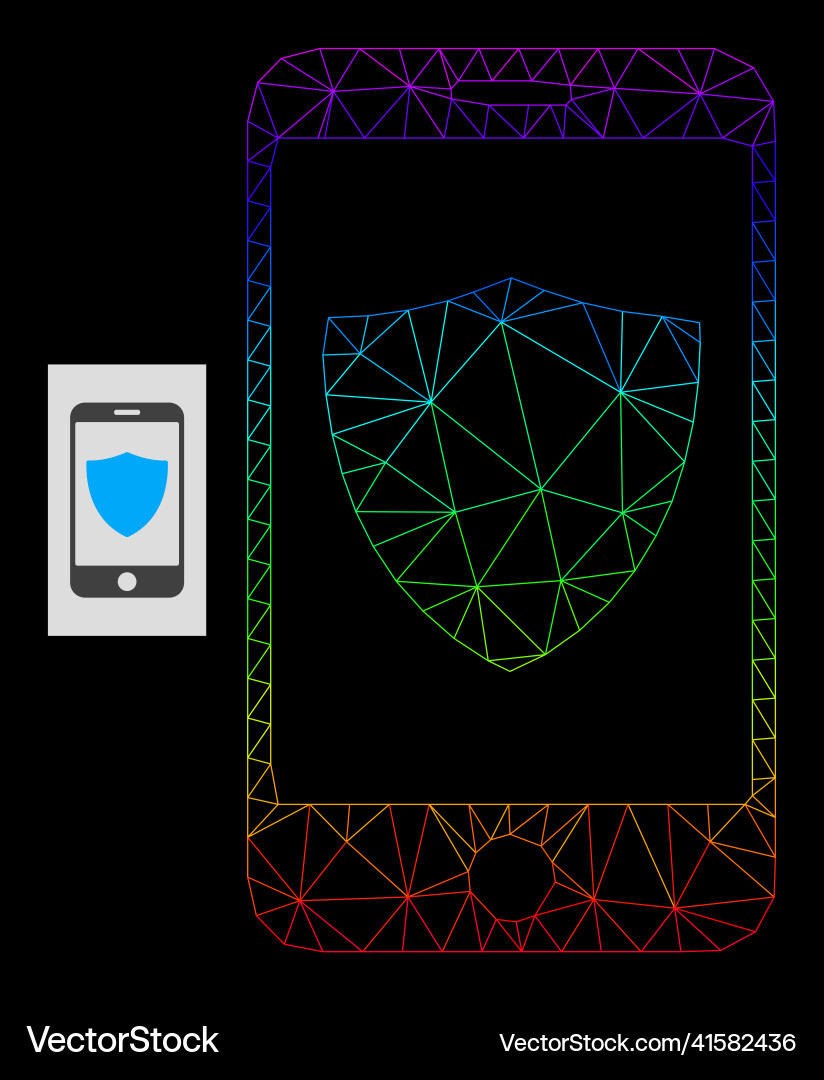 Spectrum gradient polygonal network smartphone vector image