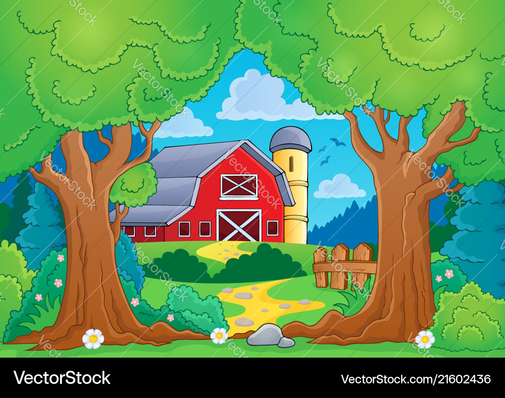 Tree theme with farm 4 Tree theme with farm 4 vector image