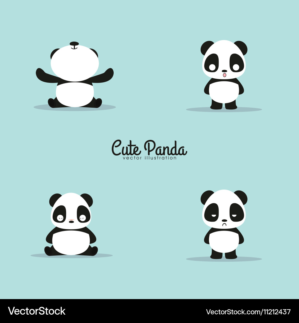 Abstract cute pandas Vector Image