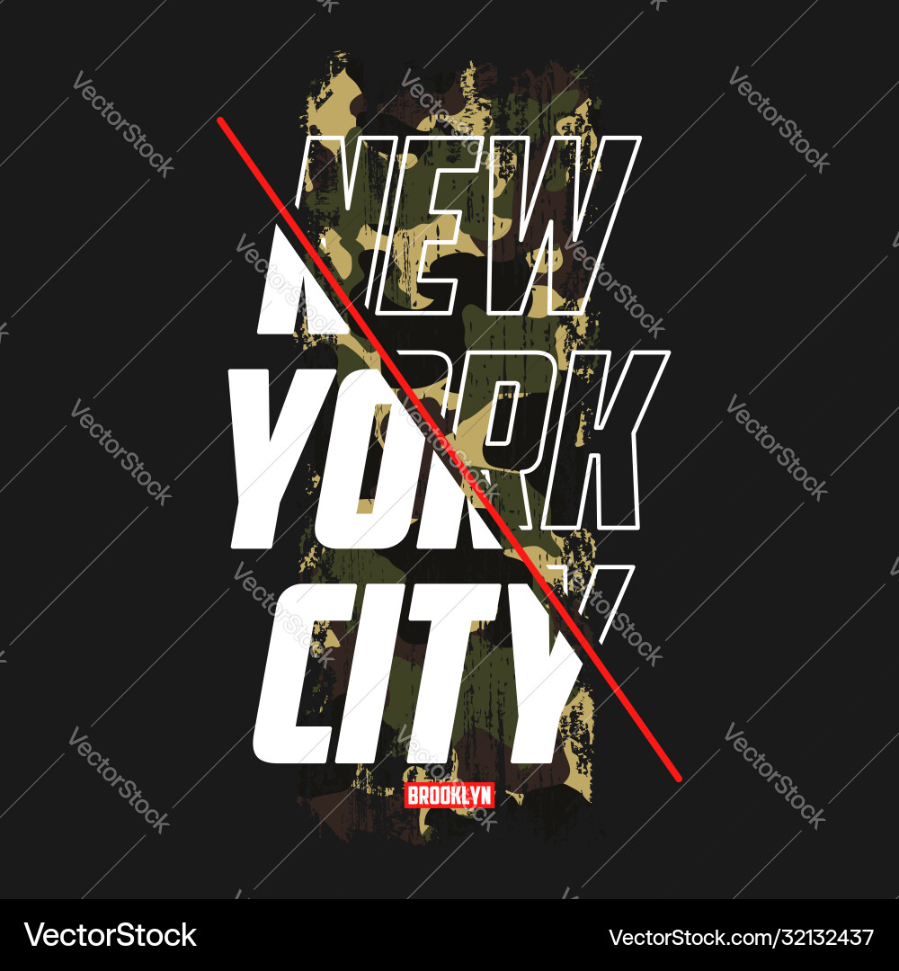 Camouflage NYC Slogan Tee Vector Image