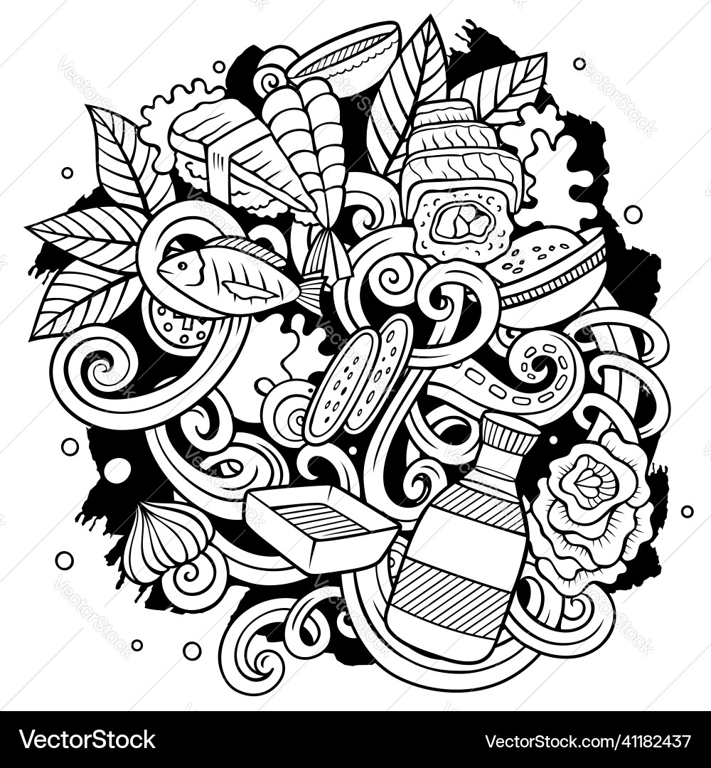 Cartoon doodles japan food Cartoon doodles japan food vector image