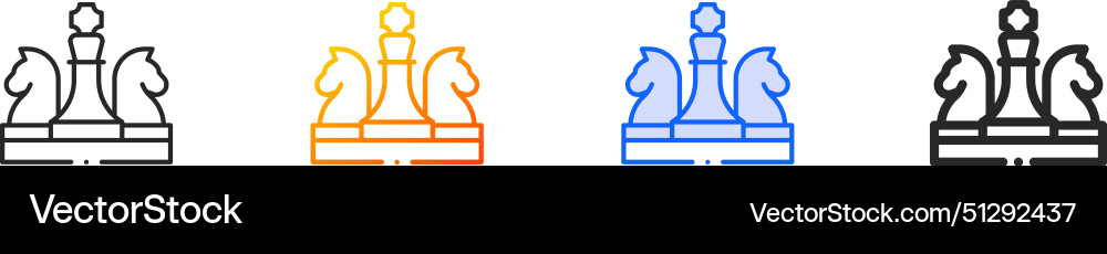 Chess game iconthin linear gradient blue stroke Vector Image