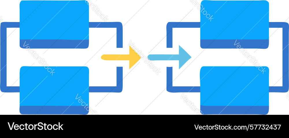 Connected data flow system process with vector image