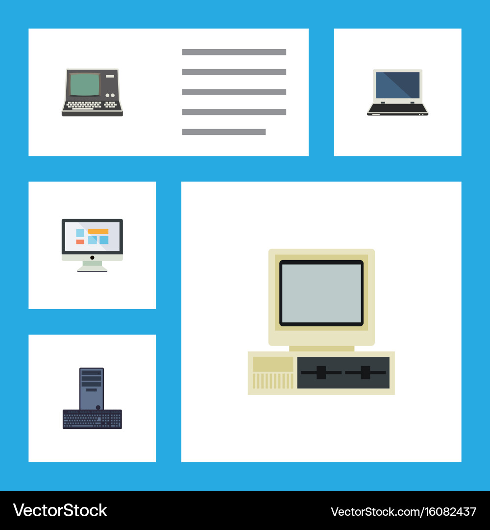Flat icon laptop set of display notebook vector image
