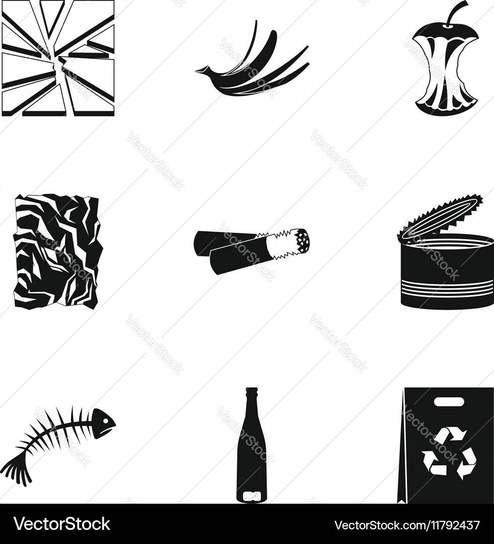 Garbage icons set simple style vector image