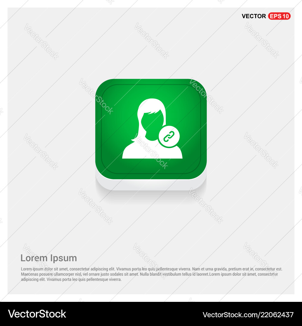 Link attach user icon green web button Link attach user icon green web button vector image