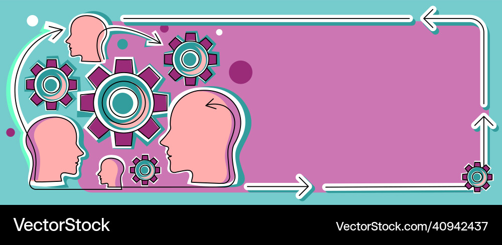 Multiple heads with cogs showing technology ideas Multiple heads with cogs showing technology ideas vector image