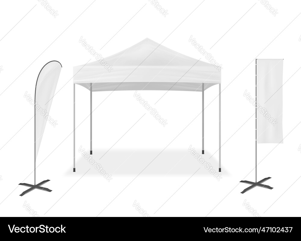 Pop-up mobile tent with event flags mockup Vector Image