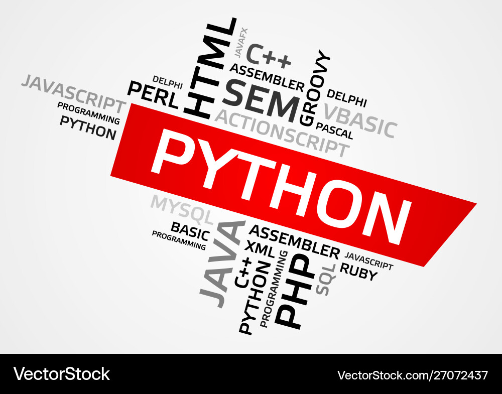 Python Word Cloud - Programming Tag vector image