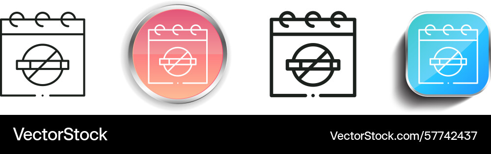 Quit smoking icon thin linear regular and button Quit smoking icon thin linear regular and button vector image