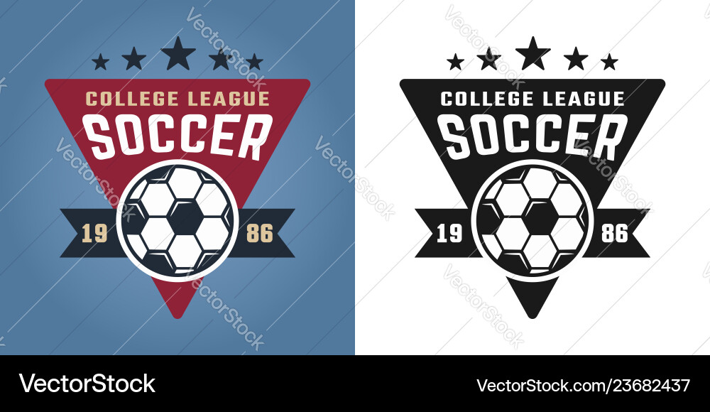 Soccer college team two styles emblems Soccer college team two styles emblems Vector Image